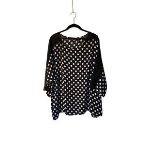 Inc women’s black and white 3/4 sleeve polkadot top 18 W